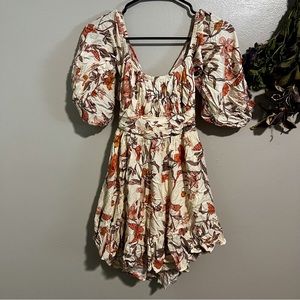 Flouncy Cream and Orange Floral Dress